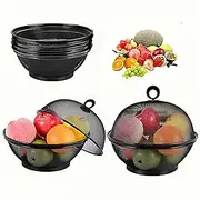 HOLADAWN 2 Pcs Mesh Fruit Basket with Lid, Wire Food Bowl for Kitchen Bench & BBQ, Breathable to Keep Fruit & Veg Fresh