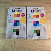 2X Staedtler FIMO Soft 12x25g Basic Colours Modelling Moulding Oven Bake Clay