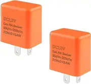 NHHC 2PCS Flasher Relay for LED Turn Signal,Three-Step Frequency Adjustment 2 Pin 12V Relay,Repair Motorcycle Turn Signal & Hazard Warn LED Bulbs Strobe (Orange-2pcs)