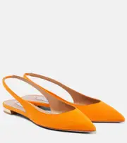 [Aquazzura] Aquazzura Purist suede slingback flats AU 9 orange