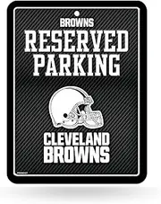 Rico Industries NFL Football Cleveland Browns Carbon Fiber 8.5" x 11" Carbon Fiber Metal Parking Sign - Great for Man Cave, Bed Room, Office, Home Décor
