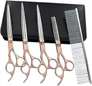 6pcs 1 Set 7 Pet Hair Cut Scissors Hair Styling Tools Hair Salon Cutter Hairdressing Scissors Golden