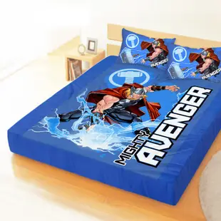 享夢城堡 雙人加大床包枕套6x6.2三件組-MARVEL雷神索爾Thor 雷神之槌-藍