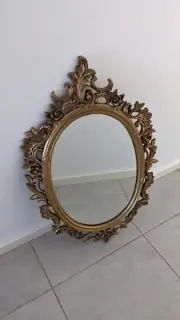 Golden Vintage Antique Wall Mirror -Oval Gilt Baroque Rococo Style