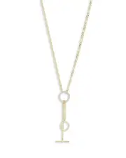 Aqua Cubic Zirconia Mixed Chain Lariat Necklace, 16-18 - Exclusive