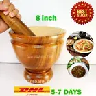 8 inches Wooden Mortar Pestle Grinding Cookware Thai Food Papaya Salad Som Tum K