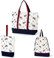 COLORFUL CANDY STYLE/Laura Ashley NJ504000 Kindergarten Entrance Series Gusseted Bag and Drawstring 3-Piece Set, Stamps Lesson Bag, Shoe Case, Drawstring Bag, Large, Preparation for Kindergarten