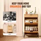Rattan Shoe Cabinet Organizer with Flip and Slide Drawers Space Saver Storage