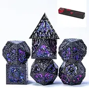 UDIXI Metal DND Dice Set, 7PCS Polyhedral D&D Dice Set Dragon d n d Dice for Dungeons and Dragons, Black