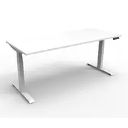 Height Adjustable Single Sided Workstation Natural White And White