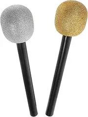 2pcs Fake Microphone Props Disco Props Microphone Costume Fake Mic Halloween Music Notes Party Decorations Music Party Decoration Plastic