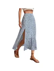 Printed Floral Skirt With Slit