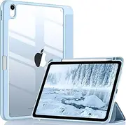 [Witzon] Compatible with iPad Air 5th Generation Case 2022 / iPad Air 4th 2020 Case with Pencil Holder, Clear Back Slim Stand Protective Smart Cover for Apple iPad Air 5/4 10.9 inch Cases, Sky Blue