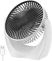 Ogetok Small USB Desk Fan, 8 Inch Mini Table Fan, Adjustable Portable Quiet 2 Speeds Strong Airflow Desktop Personal Fan for Indoor Home Bedroom Office Outdoor Travel, USB Powered, White