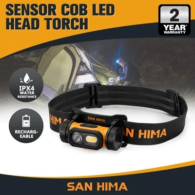 San Hima Head Torch COB LED Headlight Camping Rechargeable Headlamp Waterproof
