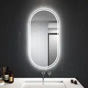 ELEGANT Touch Switch Anti-Fog Backlit&Frontlit Oval 3 Colours LED Light Wall Mirrors in Bathroom