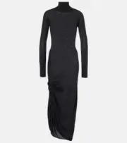 [Alaia] Alaïa Draped wool turtleneck dress AU 12 black