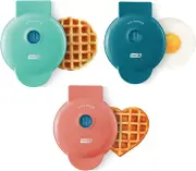 DASH Mini Maker 3-Pack Gift Set, Mini Waffle Maker + Mini Heart-Shaped Waffle Ma