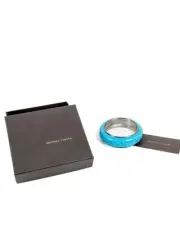 Bottega Veneta Turquoise Leather Bangle Bracelet Women Sky Blue