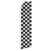 Black White Checkered Advertising 2.5'x11.5' Super-Knit Poly Super Flag Banner
