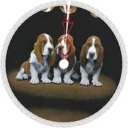 [EdWal] Comfortable cute basset hound puppies print Winter Holiday Decor Tree Skirt with Tassel for Farmhouses Home Party Accessories