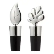 Set of 2 Crate & Barrel Botanical Metal Bottle Stoppers Wine New in Box