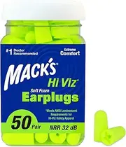 Macks Hi Viz Soft Foam Earplugs 50 Pair Jar NRR32
