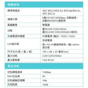 TP-Link TL-SG105 5埠10/100/1000Mbps 網路交換器 Gigabit 交換器