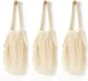 3 Pack Grocery Mesh Bags Portable/Reusable/Washable Organic Cotton String Shoppi