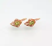 9906023-ds 925er Silver Red Gilt Art Nouveau Earrings With Peridot