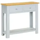 Solid Oak Wood Console Table Hallway Entry Wooden Desk Display Shelf Drawers