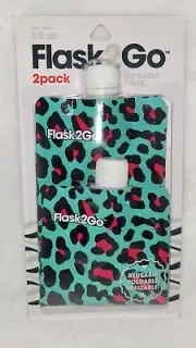New 2 Pack Flask2Go Foldable Flexible Reusable City Cats Cheetah Flasks Sealed
