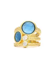 Rivka Friedman 14K Plated Turquoise CZ Ring 8 NoColor