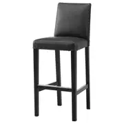 BERGMUND bar stool with backrest, black/Glose black, 75 cm