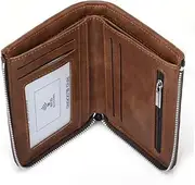 [GLSTOY] Retro Zipper Wallet for Men Compact Short Purse Organizer for Daily Use Office Parties