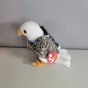 Ty Beanie Baby Valor the Eagle 10 Years New 2003 6 in With Gold Coin On Neck