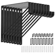 8 Pack Heavy Duty Closet Rod Brackets 11 x 11 Inch, Black Closet Shelf and Ro...
