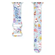 Catzon Easter Printed Silicone Strap for iWatch Series SE 7 6 5 4 3 2 1-Blue