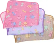 TOYANDONA 3pcs Fleece Dog Blanket for Small Pets Soft Washable and Breathable Blankets with Cute Pattern for Puppies and Kittens