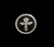 Western Decor Black Epoxy Silver Cross Concho 3/4"