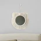 Macrame Hanging Wall Mirror Cat Wall Mirror for Bathroom Living Room Office