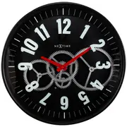 NeXtime Modern Gear 36cm Analogue Wall Clock Round Hanging Home Decor Black