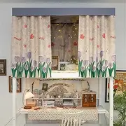 HYJHHY Strong Blackout Bunk Bed Tent Thickened Bunk Bed Curtains for Bottom Top Printing Decoration Dustproof Loft Bed Curtains for 2m Length Bed(Curtain*3+Top,1.2M_Flower A)