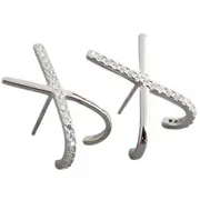 ANYCO Stud Earrings Letter X Bohemia Punk Cross White Zircon Silver Bohemia Charms for Women Party Rock Jewelry Gift