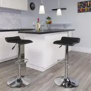 Black Vinyl Adjustable Height Barstool with Solid Wave Seat