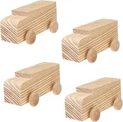 PERSELOSO DIY Painting Model Wooden Car 4 Hand-Painted Mini Cars Graffiti Moulds for Boys and Girls Handmade Toys