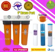 Whole House Water Filter System 20'' x 4.5'' Triple Big Blue 3 Stages + Gauges