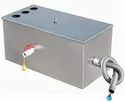 72L Grease Trap Interceptor Stainless Steel, Commercial Wastewater Grease Traps Under Sink with Removable Baffles and 3 Top Inlets for Restaurant Kitchen 60 x 40 x 30cm