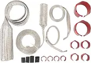 Hose Cover Kit, Stainless Steel Radiator Hose Sleeving, Universal Engine Hose Cover, Vehicle Heat Resistant Hose Kit (赤)
