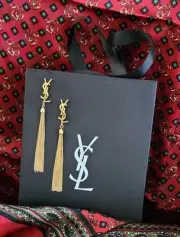 Earrings ☆ YVES SAINT LAURENT ☆ With Silk Scarf. .